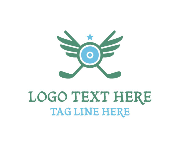Hockey Winged Stick Logo