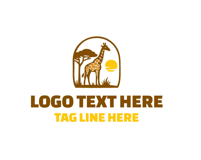 Safari Animal Giraffe Emblem Logo
