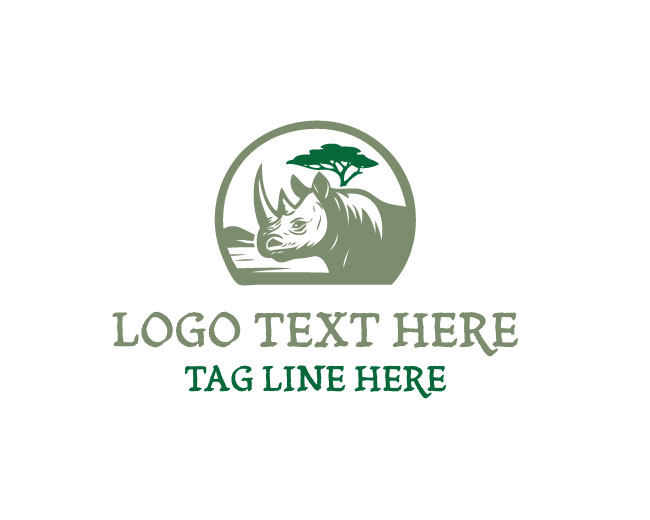 Safari Animal Rhino Adventure Badge Logo