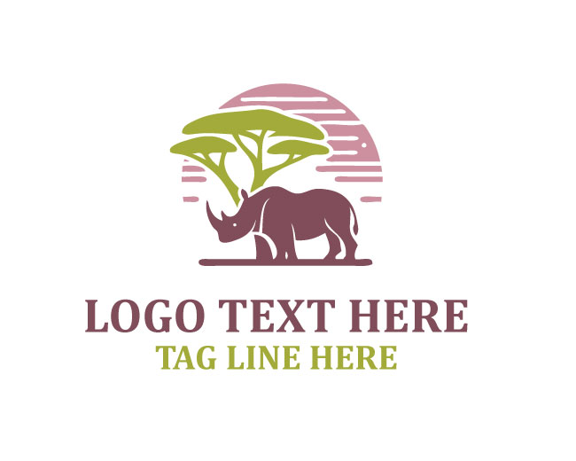 Safari Animal Rhino Adventure Logo