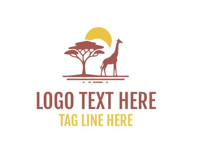 Safari Giraffe Sun Logo