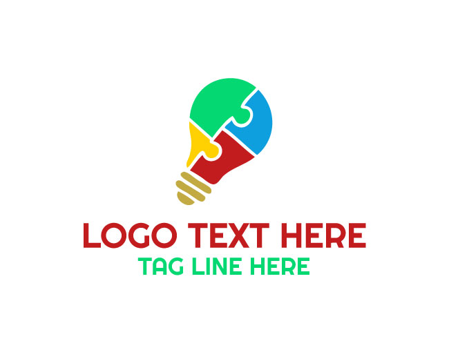 Puzzle Light bulb Logo