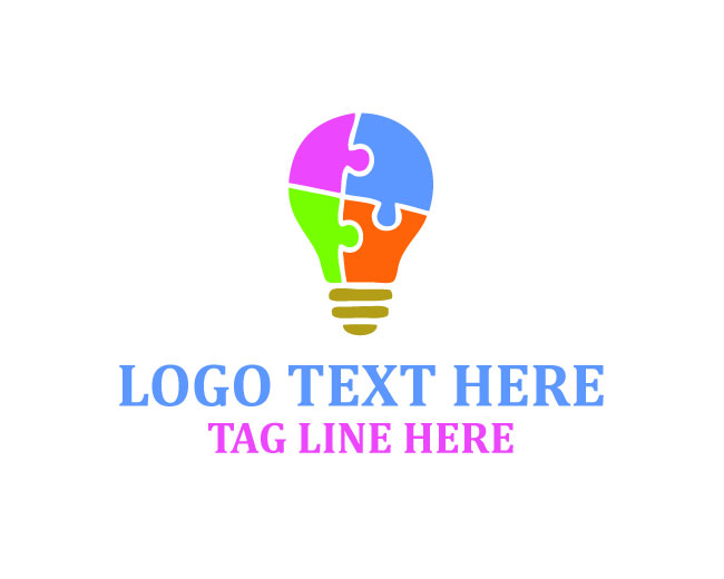 Puzzle Light Idea Logo
