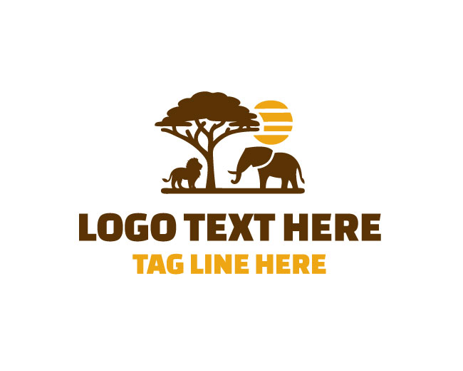 Safari Lion And Elephant Logo