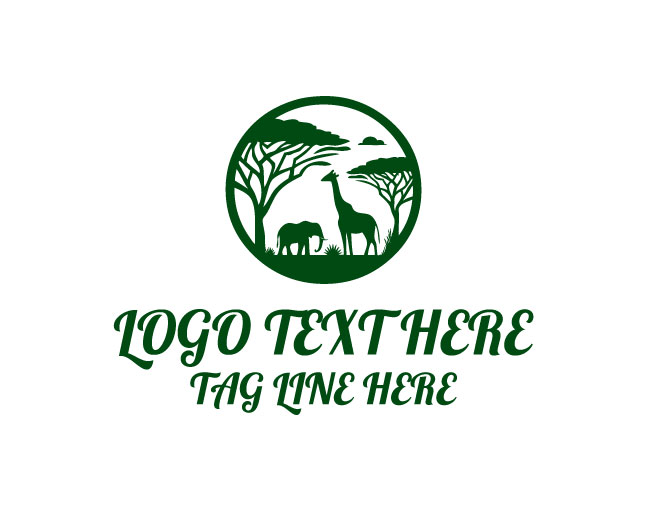 Elephant And Giraffe Safari Logo