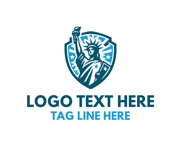 Liberty Statue tourch shield Logo