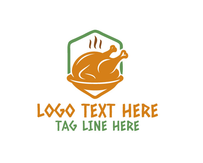 Cooked Turkey Chicken Roasted Dinner Logo
