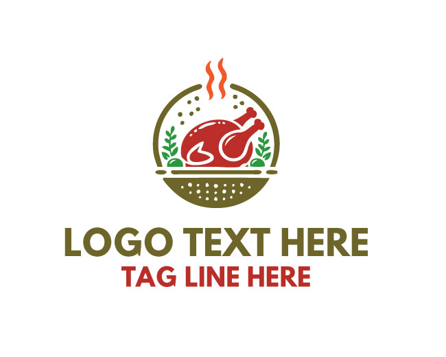 Cooked Turkey Chicken Food Plate Logo