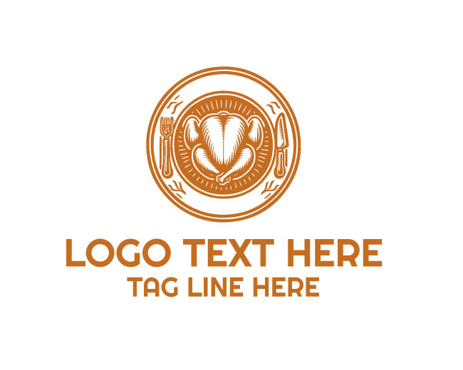 Cooked Turkey Chicken Delicious Meal Logo