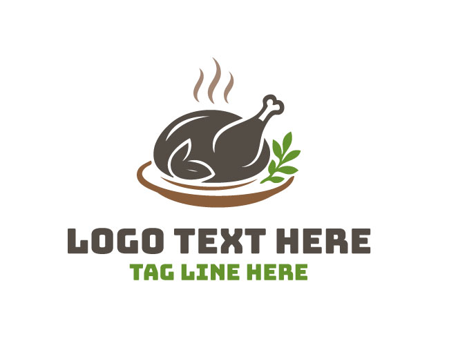 Cooked Turkey Chicken Food Serving Logo