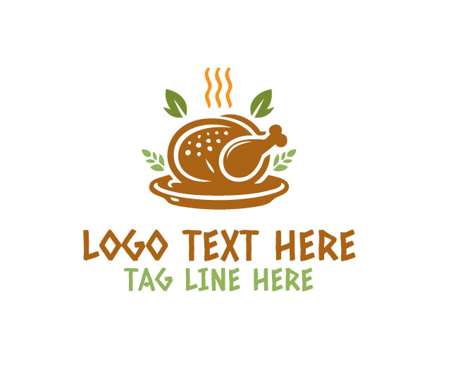 Cooked Turkey Chicken Food Design Logo