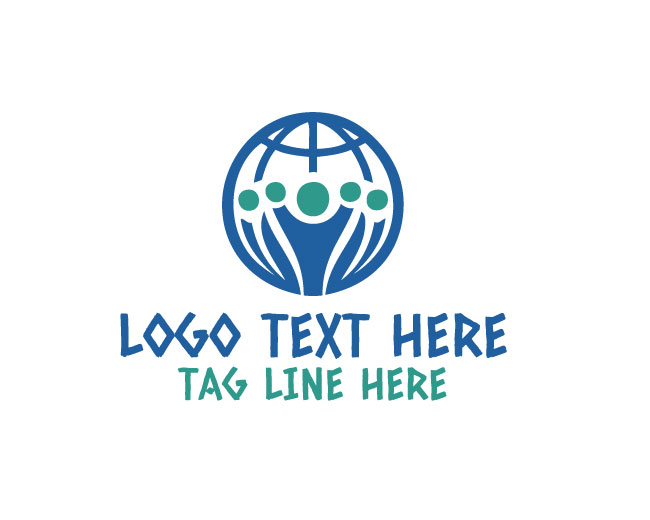 Human Figure Globe Network Grid Logo