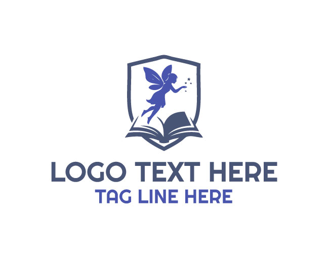 Fairy Magical Book Shield Logo