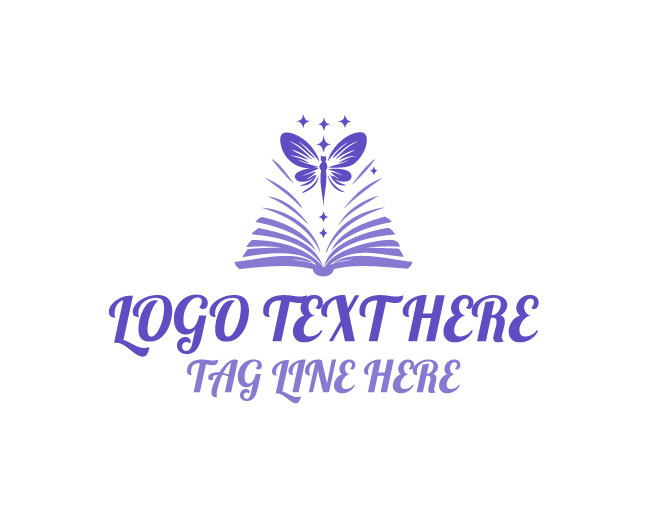 Fairy Magical Book Glowing World Logo