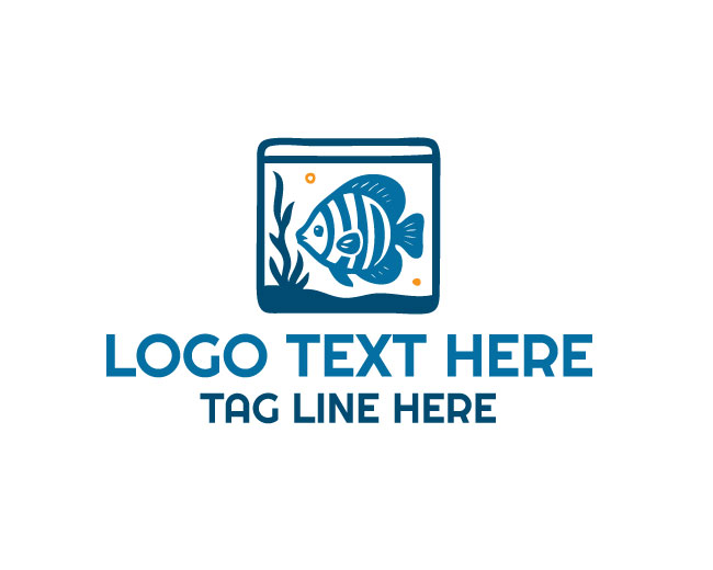 Blue Aquarium Fish  Logo