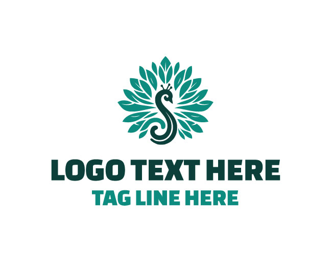 Peacock green Feathers Logo