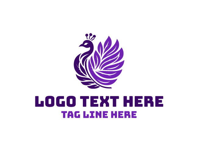 Peacock Decorative Style feather Logo