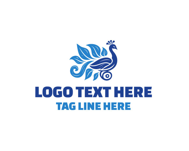 Peacock blue design Feather  Logo