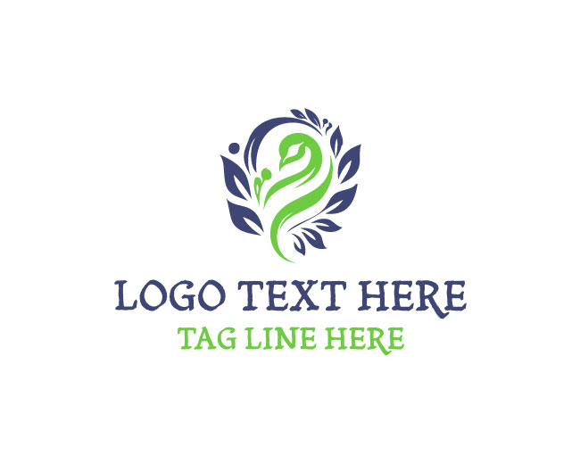 Peacock Feather Minimal Shape Logo