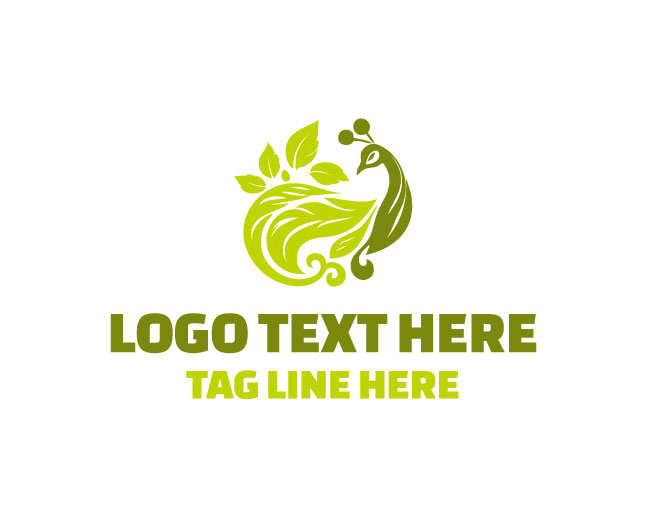 Peacock Feather Elegant Eco Logo