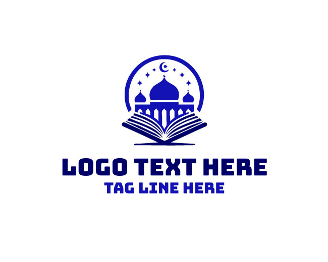 Holy Book Mosque Crescent Logo