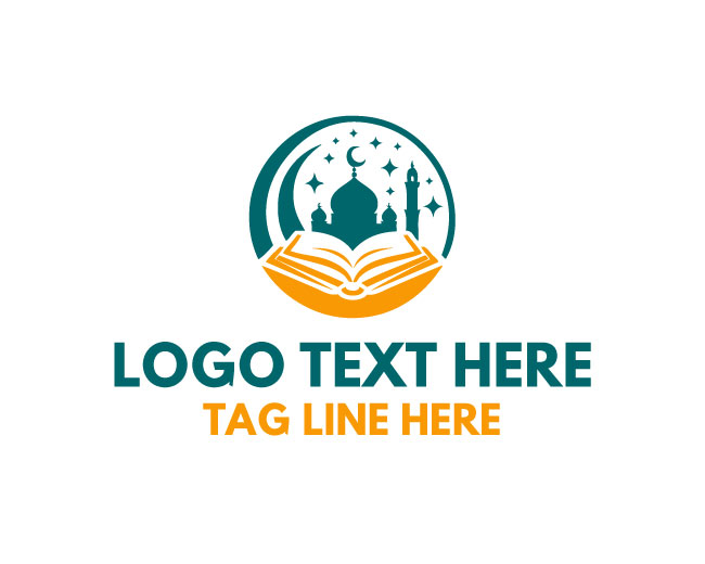 Holy Book Mosque Minaret Logo