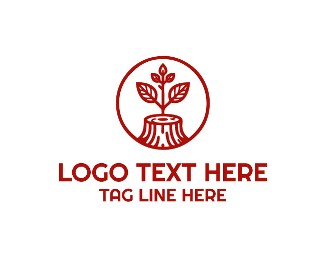 Wood Stump Leaf Logo