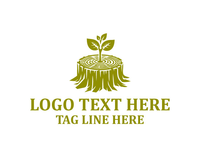Wood Tree Stump Natural Cut Logo