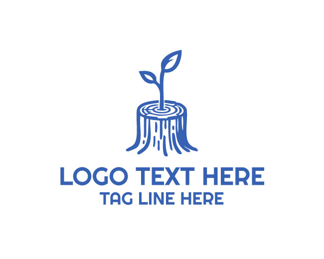 Wood Tree Stump Eco Cycle Logo