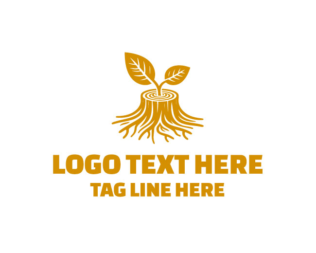  Wood Stump Root Nature Logo