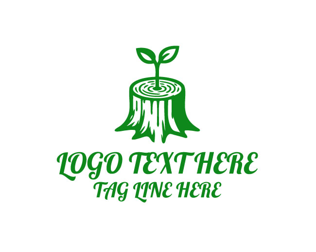 Wood Tree Stump Earth Balance Logo