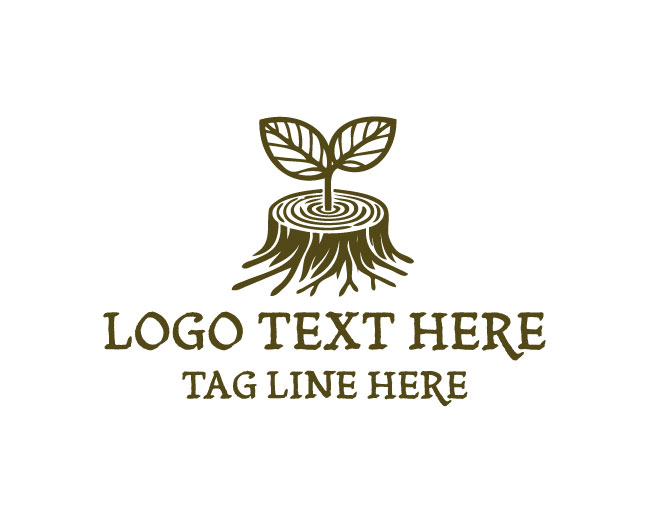 Wood Stump Forest Eco Life Logo