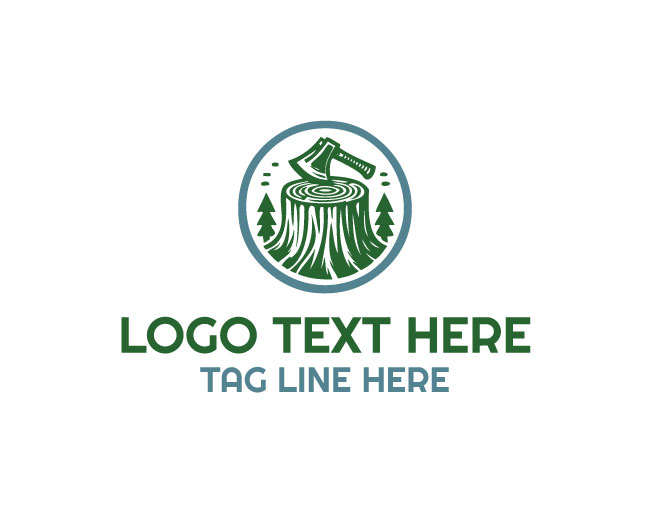 Wood Stump Axe Logo