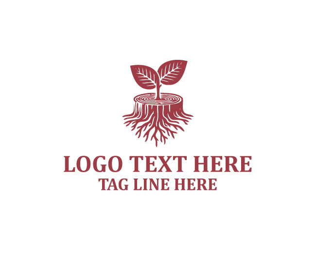 Wood Tree Stump Nature Balance Logo