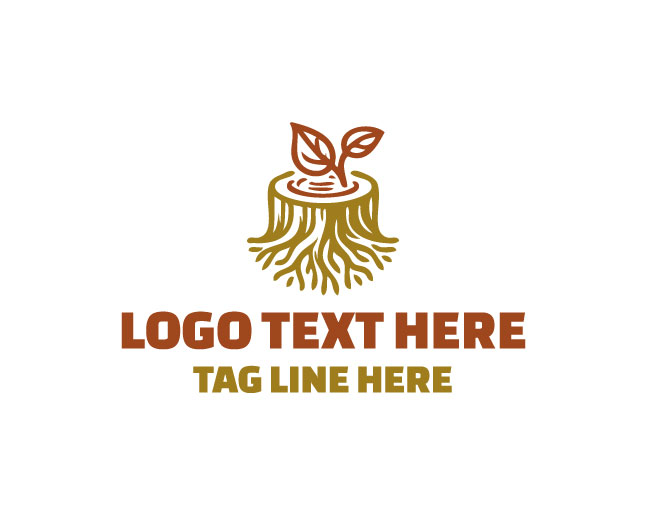 Wood Stump Forest Growth Logo