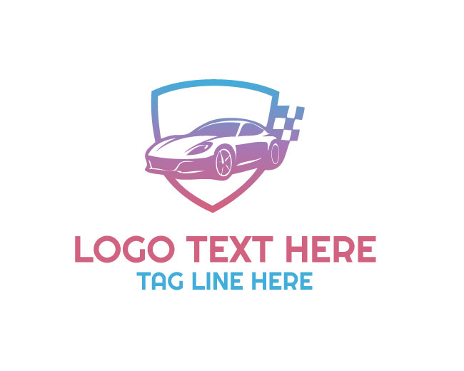 Racing Car Shield Logo