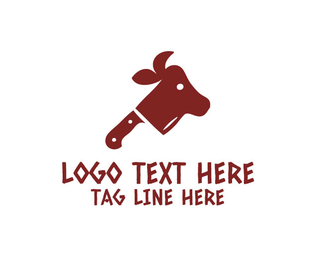 Butcher Knife Cow Head Logo