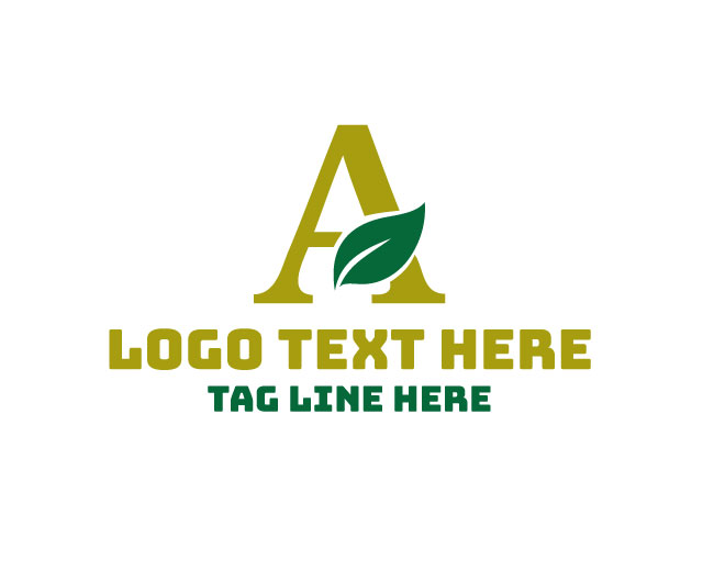 Letter A Green Leaf Logo