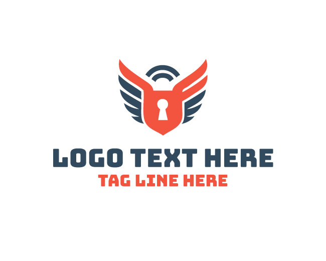 Flat Wings Padlock Logo