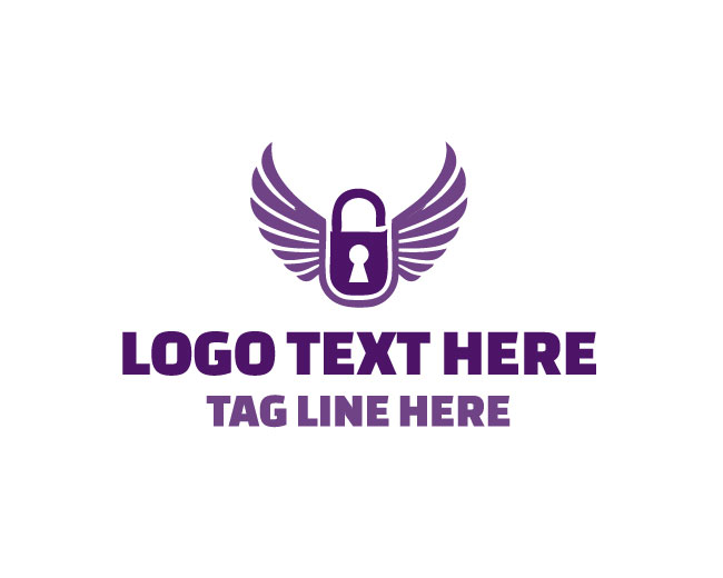 Simple Wings Padlock Logo