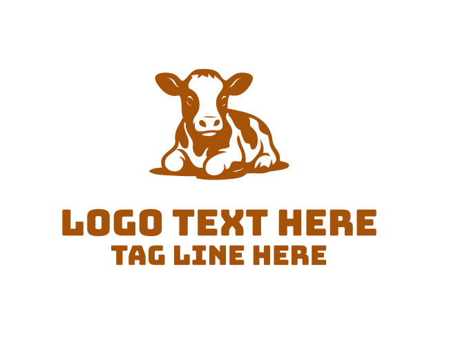 Sitting Baby Cow Logo