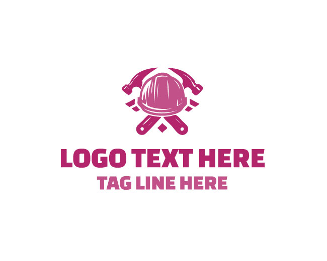 Construction Helmet and Tools Logo