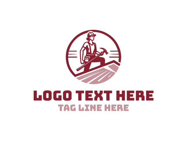 Roofing Worker Silhouette Logo