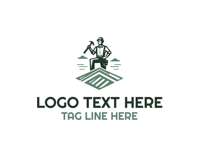 Roofing Worker Tool Logo
