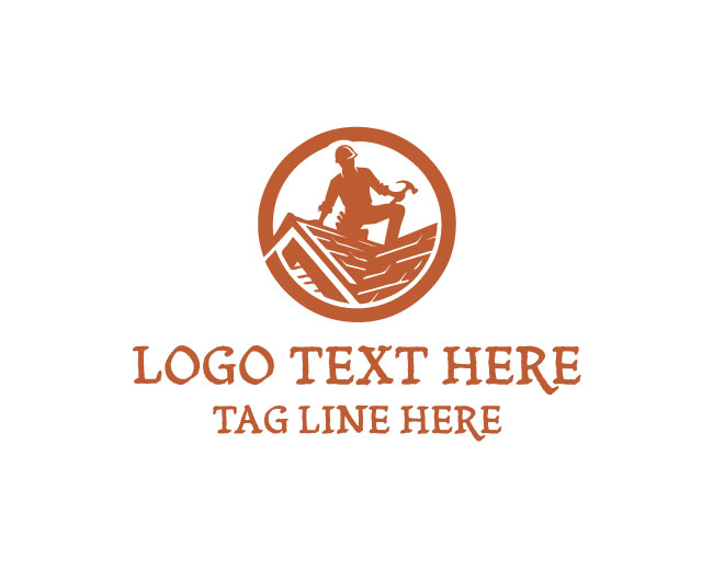 Roofing Worker Icon Logo