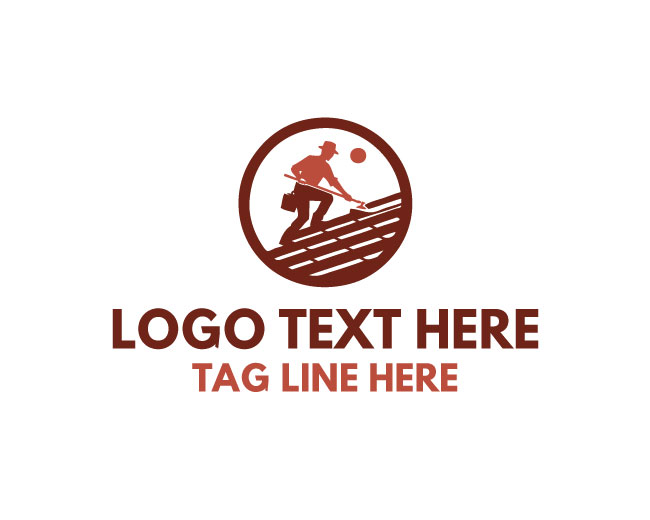 Roofing Worker Circle Logo