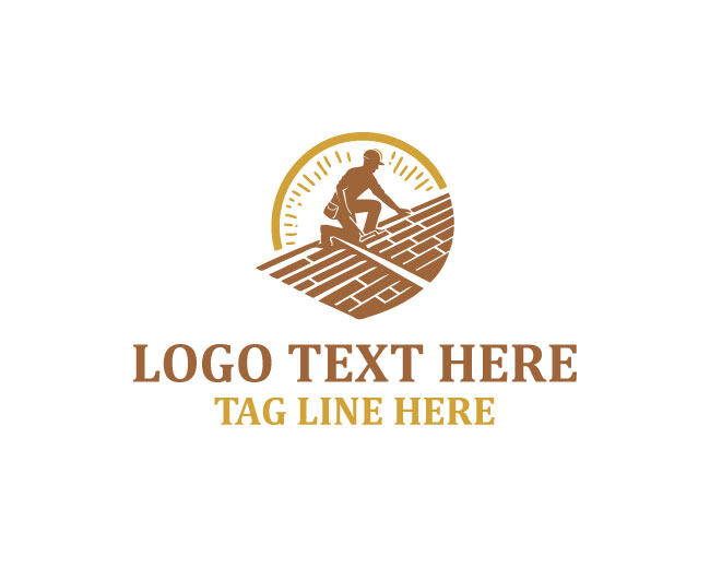 Roofing Worker Tile Logo