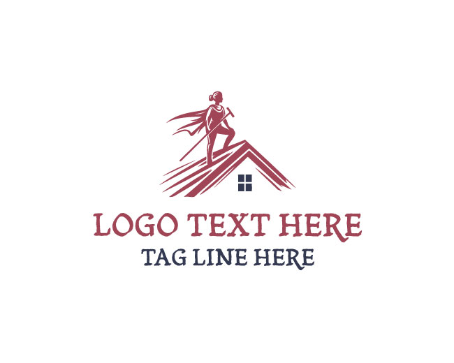 Roofing Worker Repair Logo