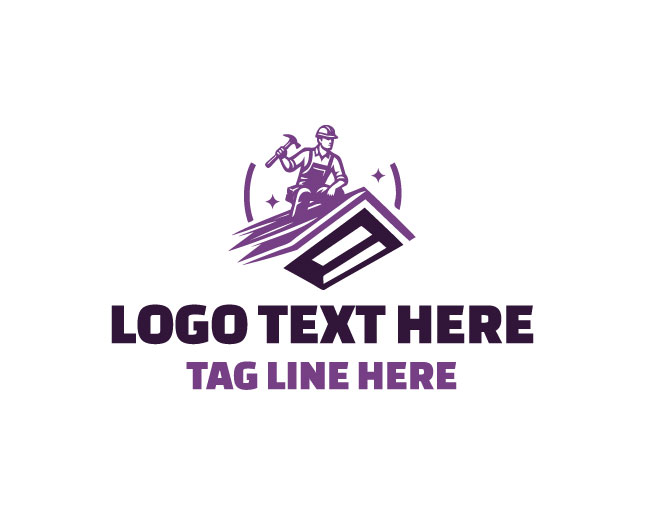 Roofing Worker Abstract Logo