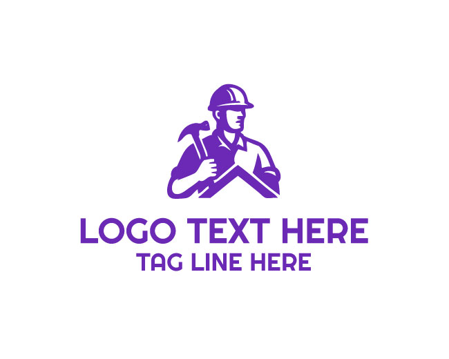 Roofing Worker Bold Logo